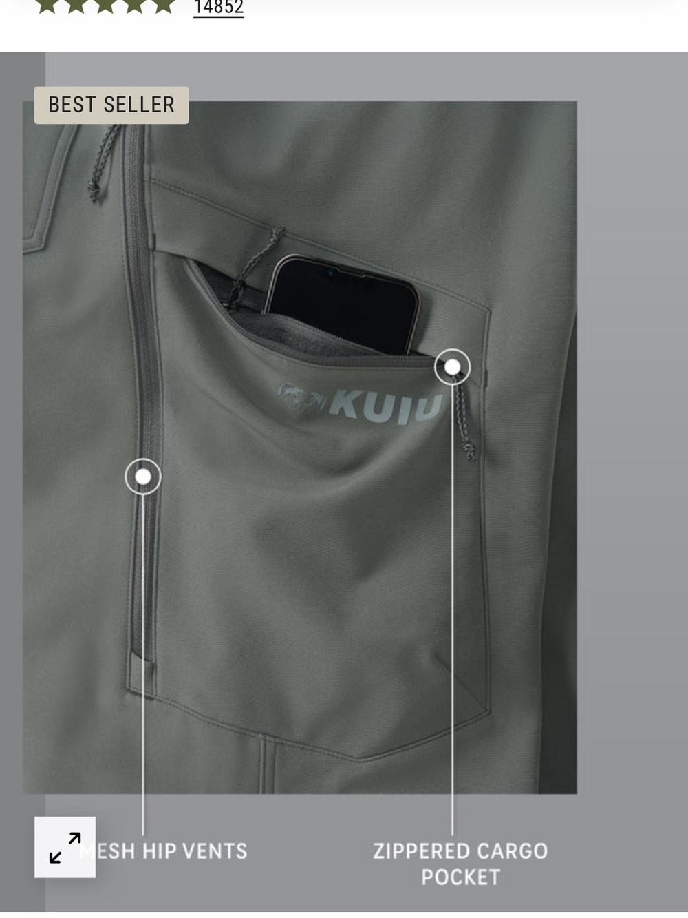 KUIU Men's attack pants Cargo 38 color stone - Picture 3 of 9